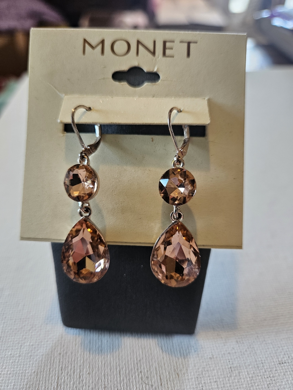 Monet Rose Gold Teardrop Crystal Drop Earrings